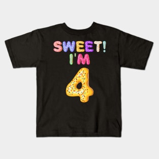 Kids 2015 4th Birthday Sweet I'm 4 Donut Gift Kids T-Shirt